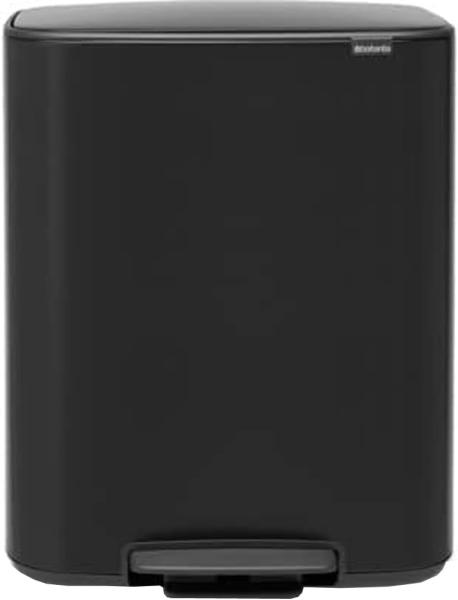 Brabantia BO Treteimer Mülleimer, Stahl, Matt Black, 60L