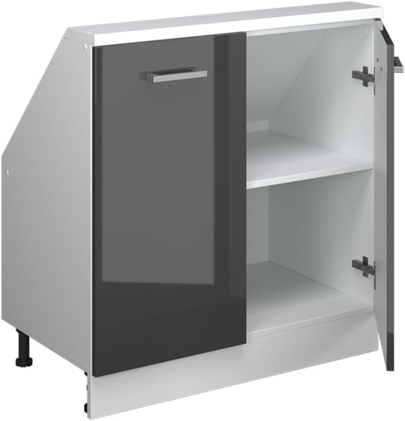 Dachschrägenschrank Rion Anthrazit Hochglanz/Weiß mit 2 Türen Vicco Bild 5