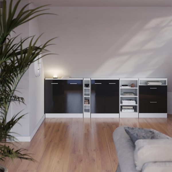 Dachschrägenschrank Rion Anthrazit Hochglanz/Weiß mit 2 Türen Vicco Bild 7