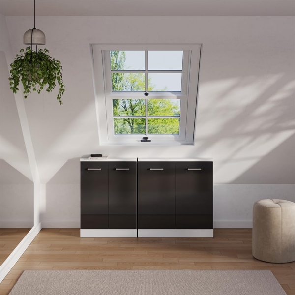 Dachschrägenschrank Rion Anthrazit Hochglanz/Weiß mit 2 Türen Vicco Bild 8