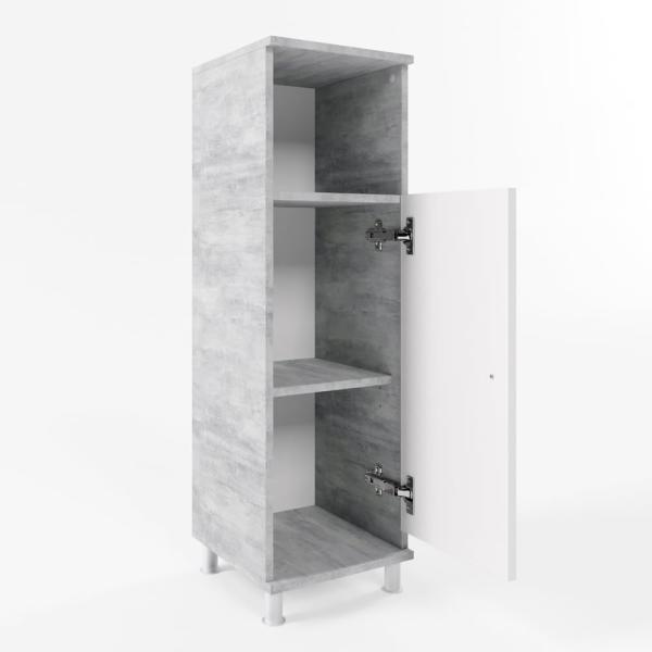 Vicco 'Fynn' Midischrank, Spanplatte, 30 x 95 x 30 cm, Weiß / Betongrau