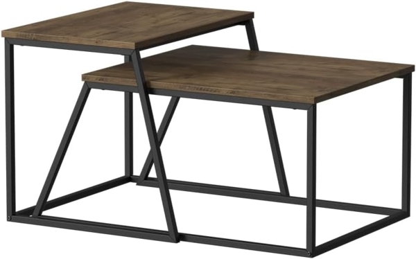 Couchtisch-Set Myra Eiche rustikal/Schwarz 60 x 50 cm 2 Teile Vicco