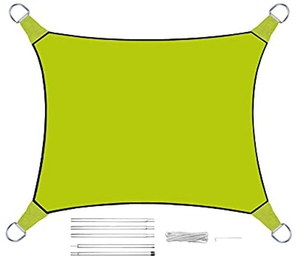 Sonnensegel Rechteckig 2x3m Grün mit Stangenset - Sonnenschutz für den Garten