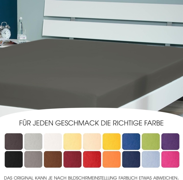 CelinaTex Jersey Topper Spannbettlaken Lucina Doppelpack 90x200-100x200 cm anthrazit grau 100% Baumwolle gekämmt bis 12cm Matratzenhöhe Oeko-TEX Bild 7