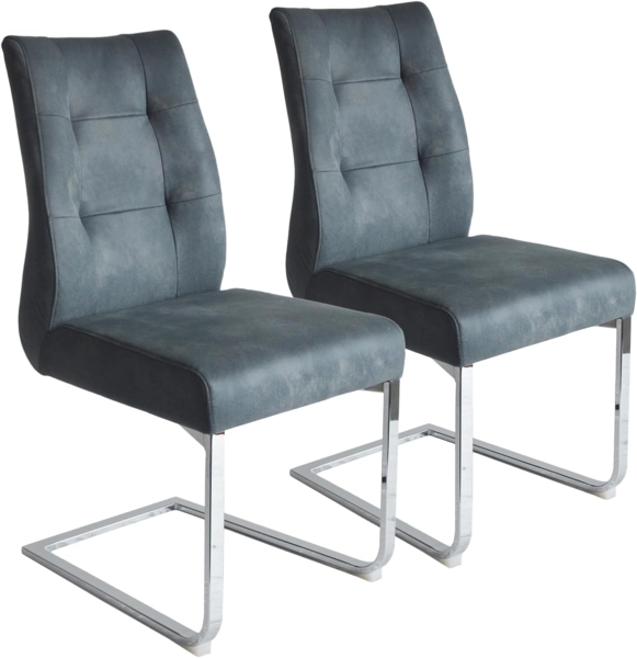 riess-ambiente Esszimmerstuhl COMFORT antharazit · Microfaser Esszimmerstuhl mit Stahl-Gestell (Set, 2 St), Küchenstühle mit Nosagfederung & gesteppter Rückenlehne · Bauhaus-Stil