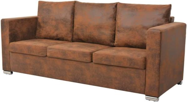 vidaXL Sofa 3-Sitzer 191x73x82 cm Wildleder-Optik 244703