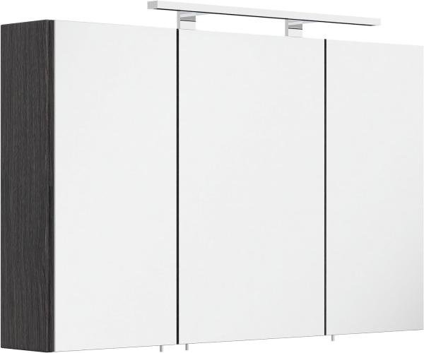 Spiegelschrank 100cm inkl. Design LED-Lampe und Glasböden anthrazit gemasert : Anthrazit gemasert