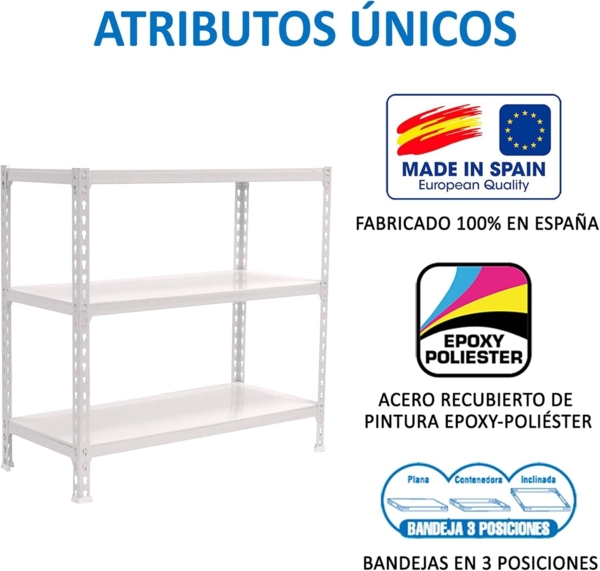 Simon Rack Schwerlastregal, 1000 x 1100 x 500 mm, Bis 200 kg Belastbar, 3 Verstellbare Ablagen, Kellerregal, Lagerregal, Weiss - Simonclick Bild 6