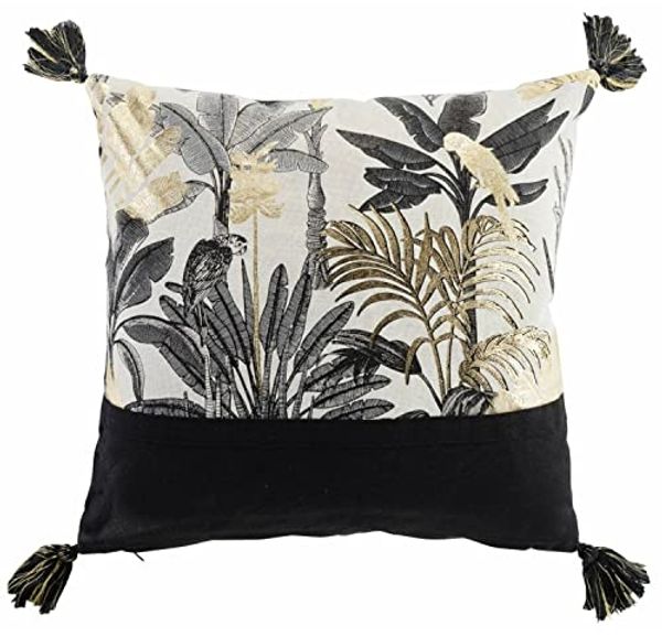 Macosa Home Dekokissen Blätter Weiß Grün Gold Zierkissen, Dekokissen mit Reißverschluss inkl. Füllung Sofakissen 40x40