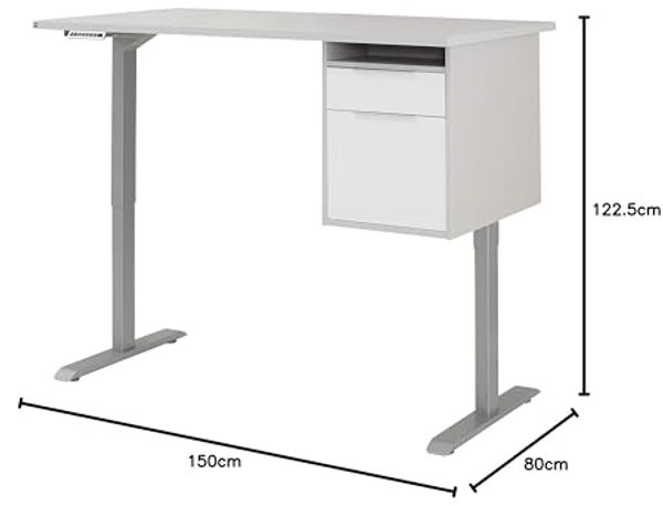 MAJA Möbel eDJUST Schreib-und Computertische, Holzwerkstoff, Metall Platingrau-Platingrau, ca. 150 x 122,5 x 80 cm Bild 2