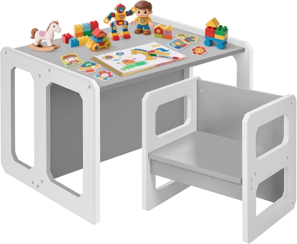Yorbay Kindertisch Kindersitzgruppe 2 in 1 mit Sitzbank, Sitzgruppe für Kinder (2-tlg), Multifunktionstisch