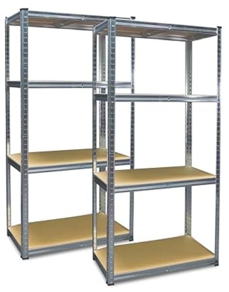 Grafner Doppel Schwerlastregal mit 8 Böden aus MDF, maximale Belastung 1400 kg, abgerundete Ecken, 160 x 160 x 40 cm, Doppelpack Steckregal, Lagerregal Kellerregal
