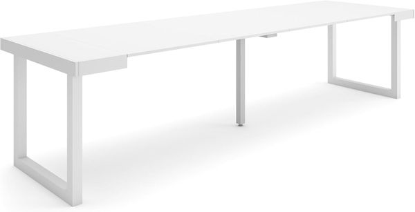 Skraut Home | Ausziehbarertisch | Multifunktionaler ausziehbarer | 300 | Für 14 Gäste | Massivholz Beine | Moderner Stil | Weiß