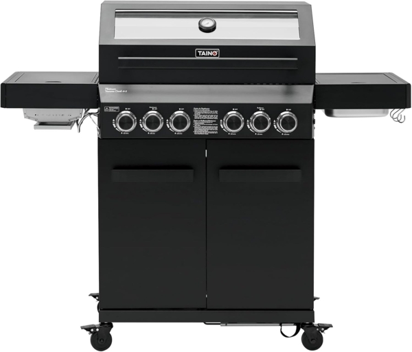 TAINO PLATINUM YAMARA DARK 4+2 Gasgrill Stahl 4 Brenner Keramik Sear-Burner Keramik Backburner Piezo-Zündung Grillrost Gusseisen