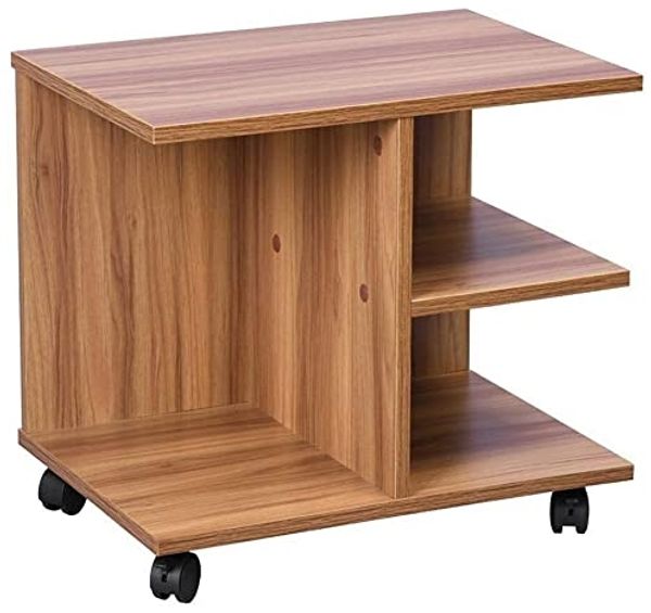 BAKAJI Couchtisch für Wohnzimmer, Multifunktional, Sofa, TV-Tisch, Zeitschriften, Nachttisch mit Rädern aus Melaminholz (Walnuss)
