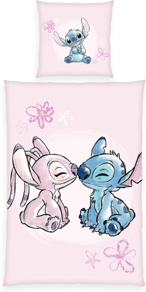 Herding Bettwäsche Disney's Stitch, Kopfkissenbezug ca. 80x80 cm, Bettbezug ca. 135x200 cm, Mit Reißverschluss und Wendemotiv, 100% Baumwolle/Renforcé