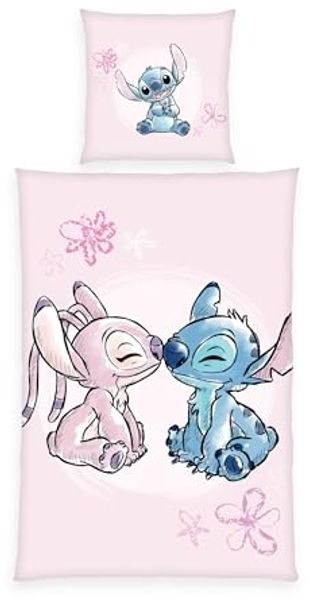 Herding Bettwäsche Disney's Stitch, Kopfkissenbezug ca. 80x80 cm, Bettbezug ca. 135x200 cm, Mit Reißverschluss und Wendemotiv, 100% Baumwolle/Renforcé