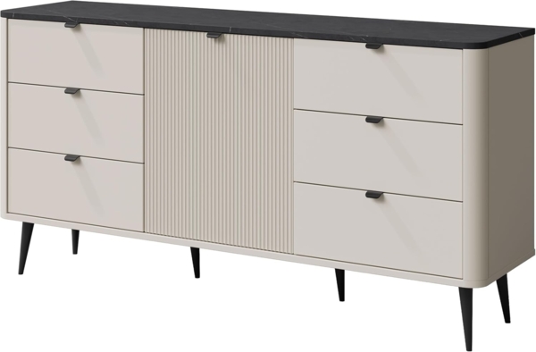 Kommode Rotevio 6S1D RE09 (Farbe: Cashmere / Cashmere + Steingrau)