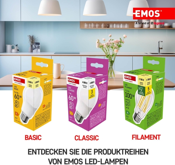 EMOS LED Lampe Edison Typ ED90, 36W Ersatz für 327W Glühbirne, Industrieleuchte, E40 Sockel, extra hell 6000 Lumen, Neutralweiß 4000 K, 25000 h Lebensdauer, CRI min. 80, 330° Abstrahlwinkel Bild 7