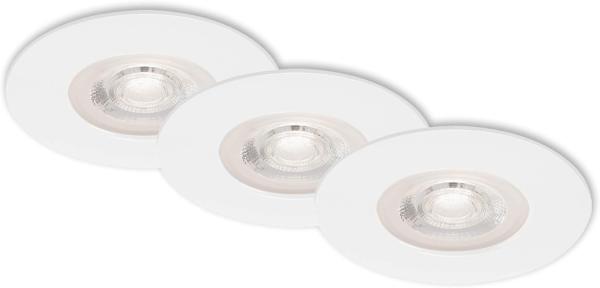 BRILONER Leuchten - LED Einbauleuchten, 3er Set, Deckenlampen je 5 Watt, je 460 Lumen, 3. 000 Kelvin, IP44, Weiß, 90x25mm (DxH)