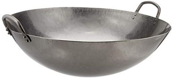 JADE TEMPLE Wok, Eisenpfanne Doppelgriff, runder Boden, D: 45 cm 1 Stk