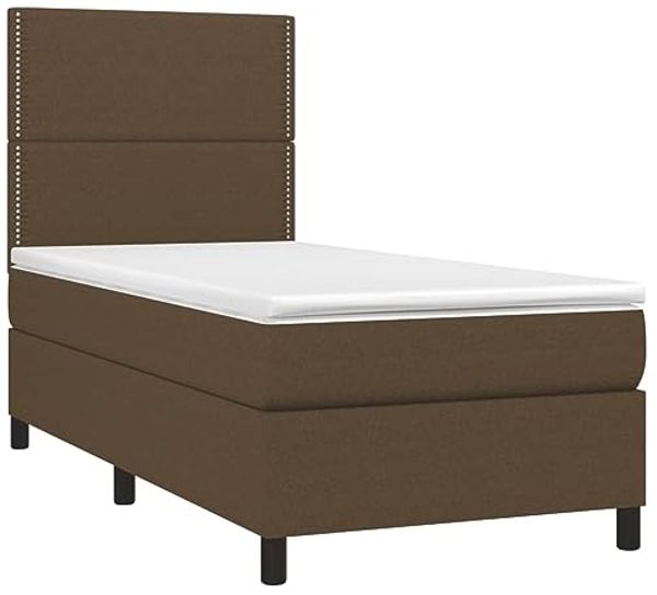 vidaXL Boxspringbett mit Matratze Dunkelbraun 90x190 cm Stoff 3141660