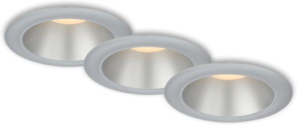 Di-Ka LED Einbauleuchte Fundu 3er Set chrom-matt Ø 9,5 cm 4,9W, warmweiß