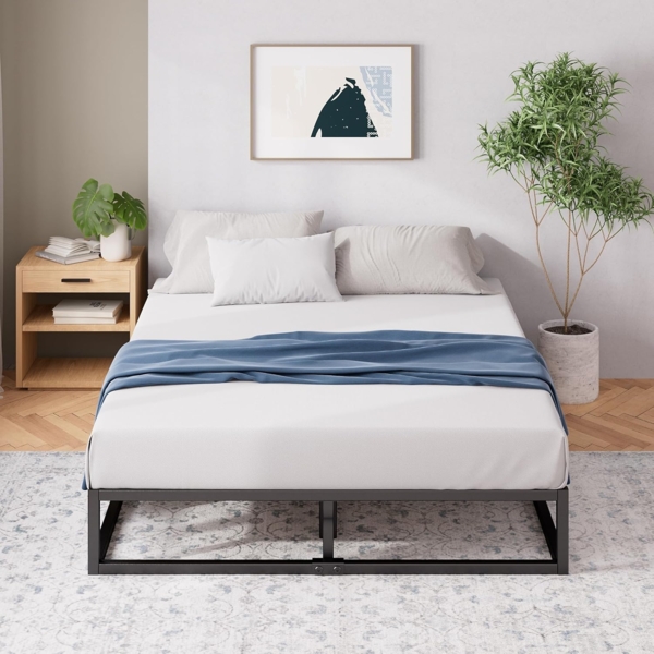 ZINUS Joseph 25 cm Metallrahmenbett | Lattenrost | Holzlattenunterstützung | Stauraum unter dem Bett | 100x200 cm | Schwarz