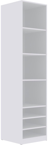 Marmex Möbel TRES 05B Hochregal mit Einlegeböden, offener Kleiderschrank mit Ablagen für Kleidung, Schuhe, laminierte Spanplatte, weiß, 50x206x51 cm