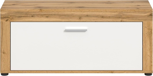 xonox. home Garderobe Jam X8BK6631 Sitzbank Bank in Wotan Eiche Nb, weiß, ca. 100 x 44 x 35 cm Bild 4