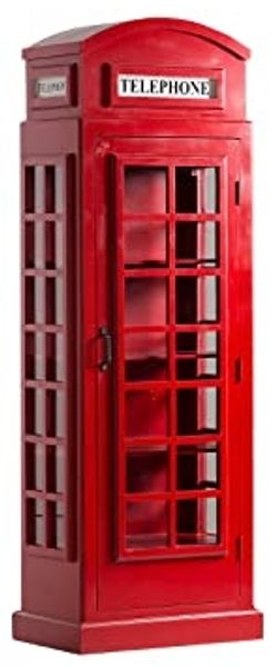 Vitrine Telefonzelle, Massivholz Schrank rot im London Stil - Ideal für Wohnzimmer & mehr. Jetzt entdecken!