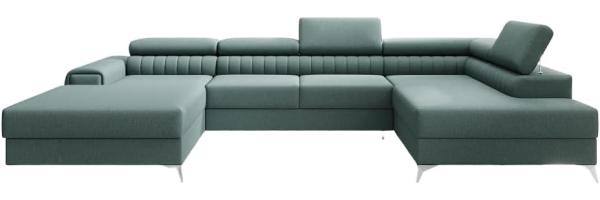 Designer Sofa Collina mit Schlaf- und Klappfunktion Stoff Grün Rechts