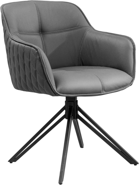 riess-ambiente Polsterstuhl EUPHORIA grau / schwarz (Einzelartikel, 1 St), Esszimmer · Echtleder · Metall · mit Armlehne · 180° drehbar · Retro