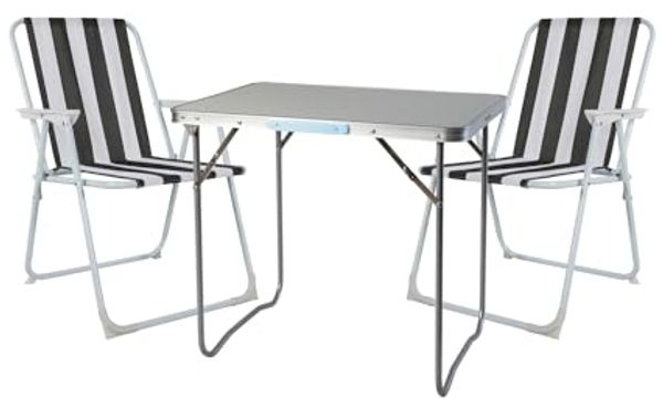 3-teiliges Campingmöbel Set Outdoor Campingstuhl Tisch Aluminium