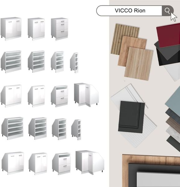 Dachschrägenschrank-Set Rion Edelgrau 140 cm 2er Set Schrankkorpuss 60 cm Tiefe Vicco Bild 9