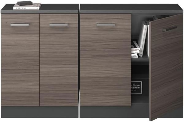 Dachschrägenschrank-Set Rion Edelgrau 140 cm 2er Set Schrankkorpuss 60 cm Tiefe Vicco Bild 7