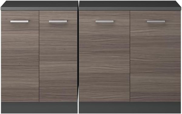Dachschrägenschrank-Set Rion Edelgrau 140 cm 2er Set Schrankkorpuss 60 cm Tiefe Vicco Bild 4
