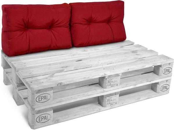 Beautissu Palettenkissen Rückenkissen ECO Style 2 teilig Rot, 60 x 40 x 20 cm