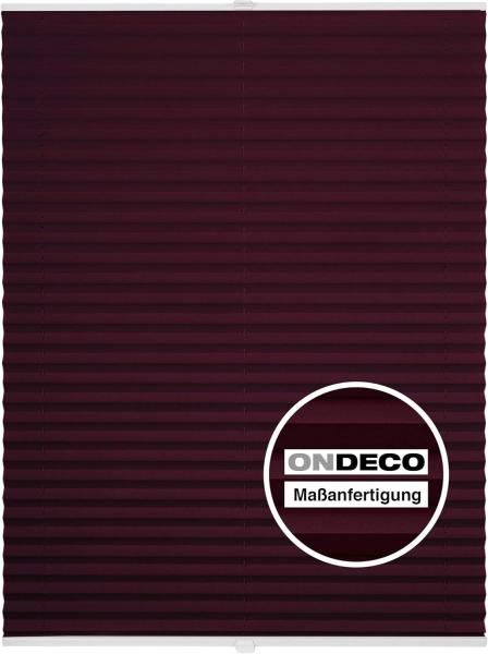 ondeco Plissee Klemmfix auf Maß für alle Fenster innen, ohne Bohren, Montage Klemmträger Sonnenschutz Sichtschutz Rollo Blickdicht - Weinrot - B): 51-60 cm, H): 101-150 cm Bild 1