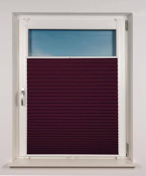 ondeco Plissee Klemmfix auf Maß für alle Fenster innen, ohne Bohren, Montage Klemmträger Sonnenschutz Sichtschutz Rollo Blickdicht - Weinrot - B): 51-60 cm, H): 101-150 cm Bild 7
