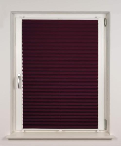 ondeco Plissee Klemmfix auf Maß für alle Fenster innen, ohne Bohren, Montage Klemmträger Sonnenschutz Sichtschutz Rollo Blickdicht - Weinrot - B): 51-60 cm, H): 101-150 cm Bild 8