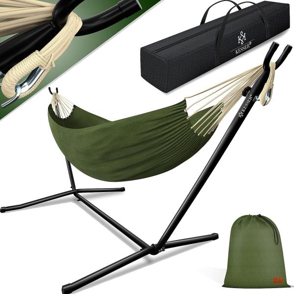 KESSER® Hängematte LAKE mit Gestell, für 2 Personen, 200kg Belastbarkeit, Khaki