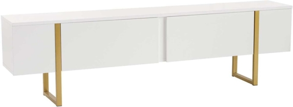 Stylish and Sturdy TV Stand, White, Gold, 180 x 45 x 30 | Made from 100% Melamine Coated Particle Board, Thickness:18 mm | Perfect for Modern Home Office & Study Spaces, Elegant and Functional Design