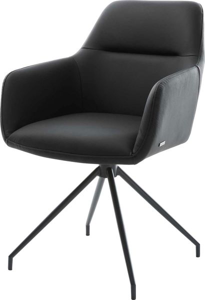 Esszimmerstuhl Pejo-Flex Echt-Leder Schwarz Kreuzgestell konisch Schwarz Taschenfederkern