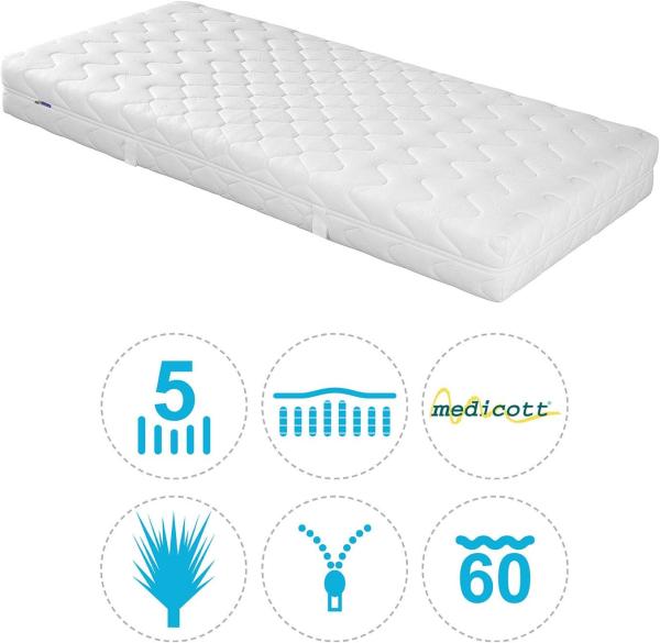 Tonnentaschenfederkern Matratze 21 cm - TTFK 5-Zonen - Malie Smaragd 160x200 cm-H3=fest Bild 4