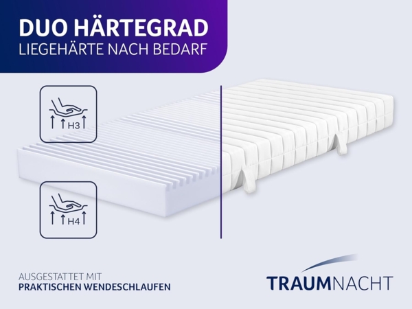 Traumnacht Easy Comfort 2 in 1 Duo - orthopädische 7- Zonen Komfortschaummatratze, Härtegrad 3 und 4, Öko-Tex Zertifiziert 80x200 cm, Höhe 11 cm, produziert nach deutschem Qualitätsstandard Bild 6