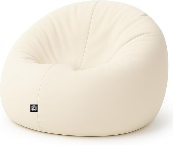 PATCH HOME 2-in-1 Sitzsack Sessel - Gaming Bean Bag mit Reißverschluss - Bereits befüllt, Ergonomisch & Robust für Kinder & Erwachsene - Indoor & Outdoor, Wetterfest (Creme, 155cm)