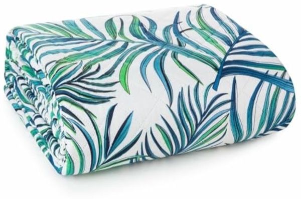 Design91 Tagesdecke Tropical, Palmen Muster Grüne Blätter Papagei Dschungel Motiv