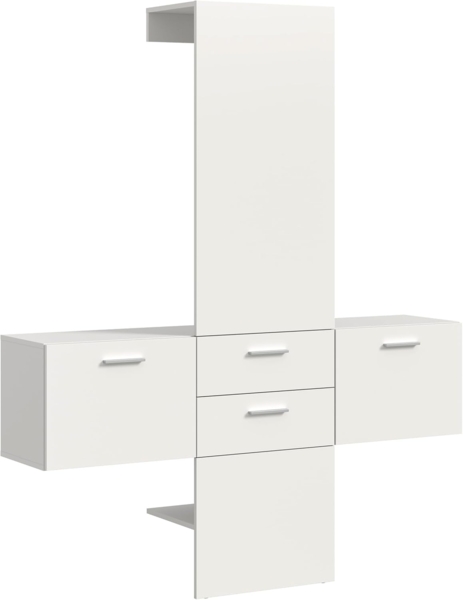 Garderobenkombination (B/H/T: 156x190x36 cm) in weiß Melamin