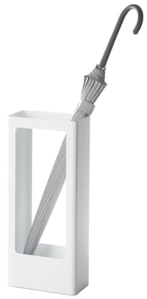 Yamazaki Schirmständer "Tower" Design rechteckig schmal 22x50x12cm, Regenschirmständer, Metall, freistehend, weiß, skandinavischer Stil